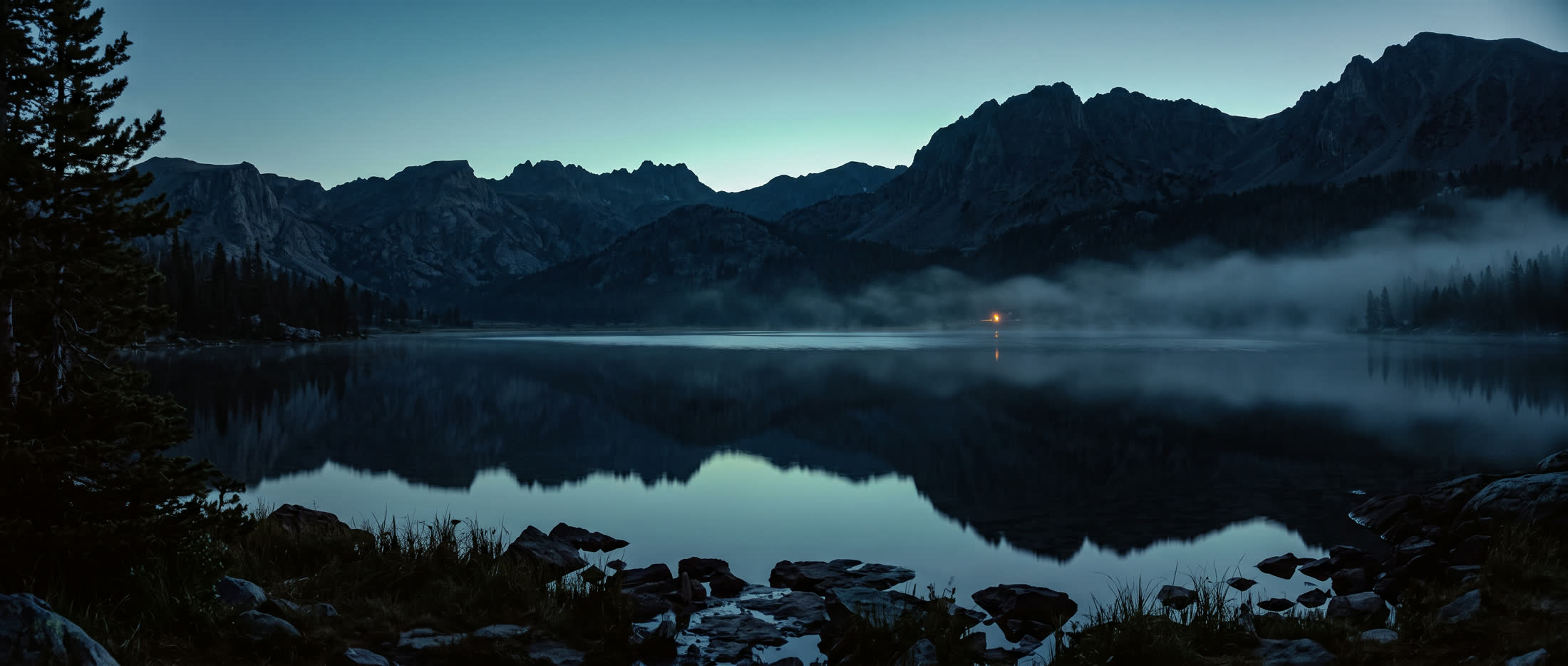 A still lake at dawn