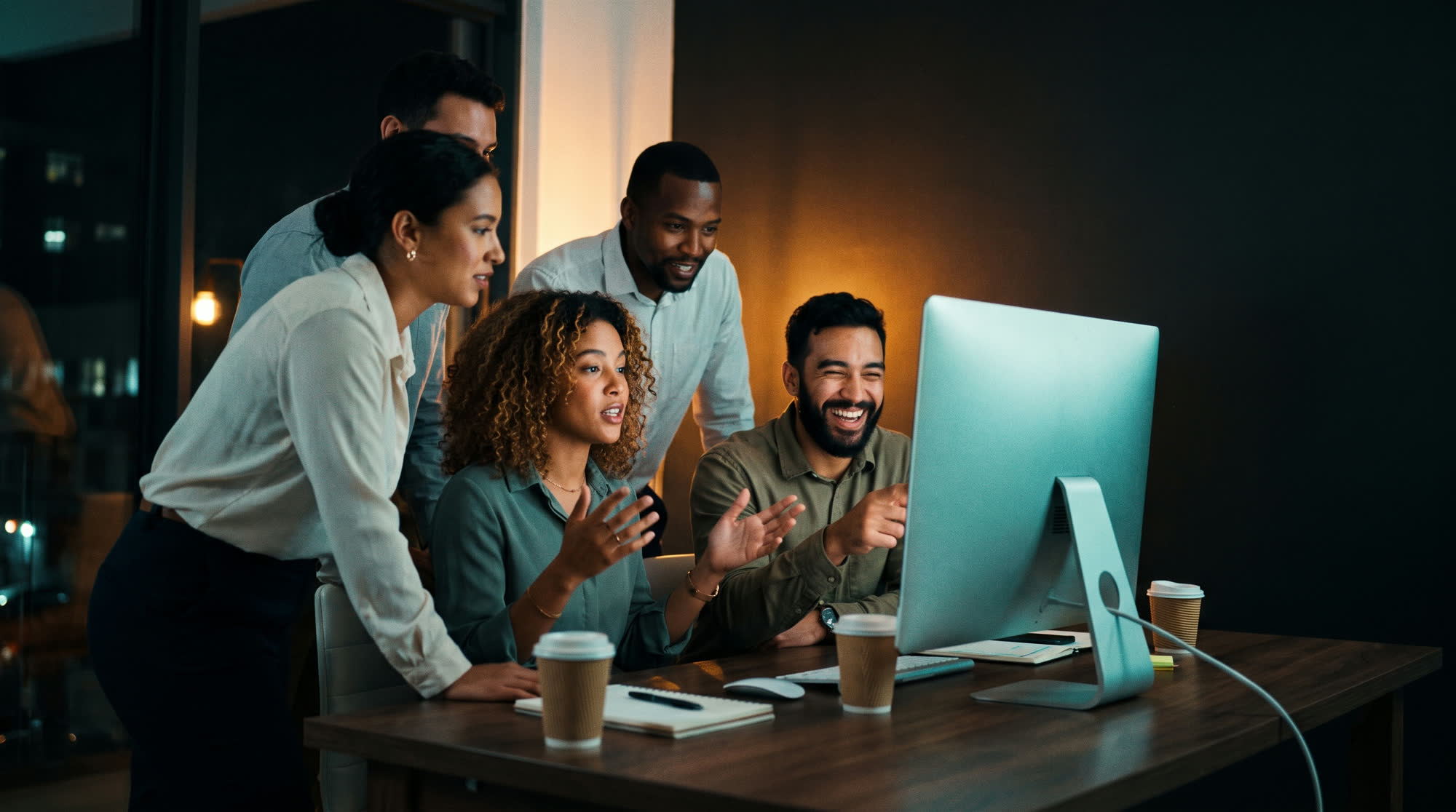 A high-performing team collaborating